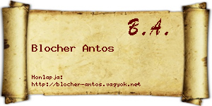 Blocher Antos névjegykártya